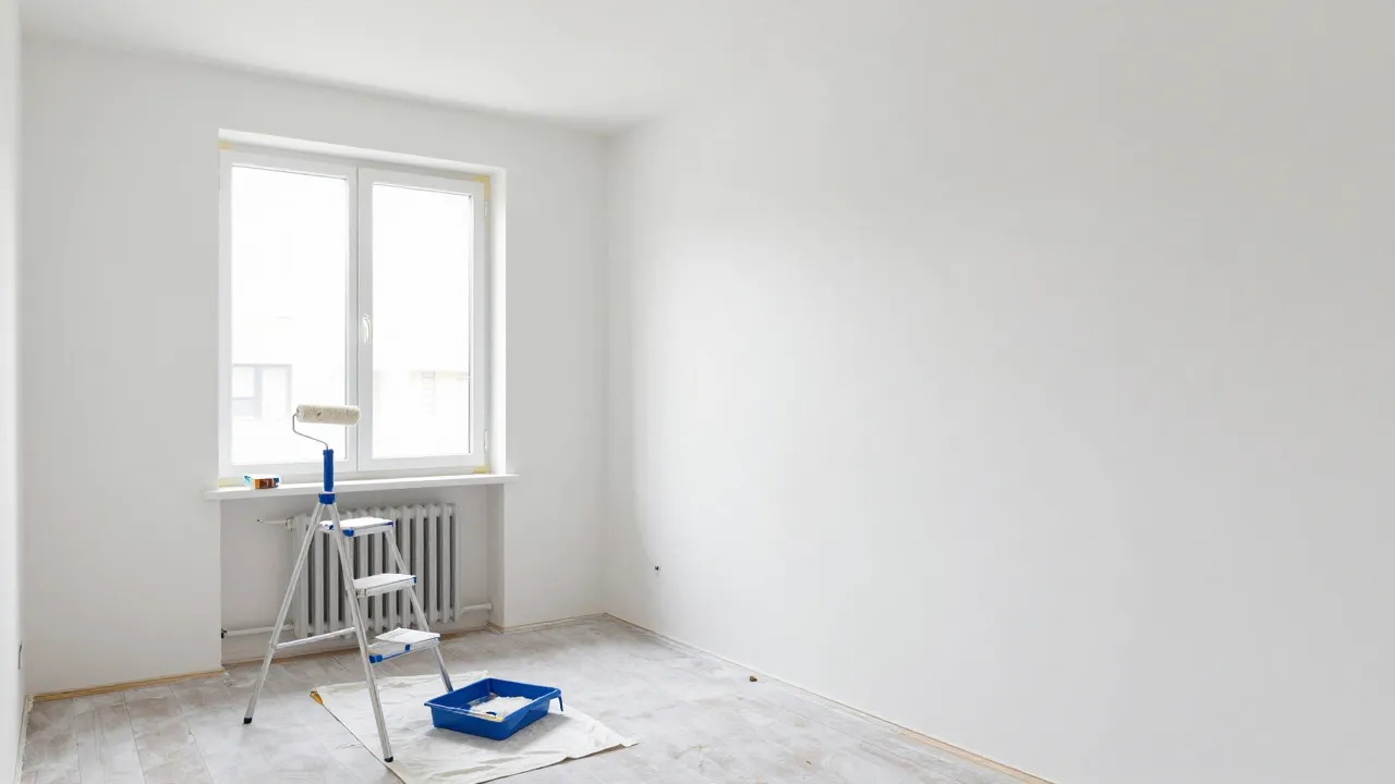 Malerarbeiten in Hamburg — Maler streicht Wand in Hamburger Wohnung mit Farbrolle