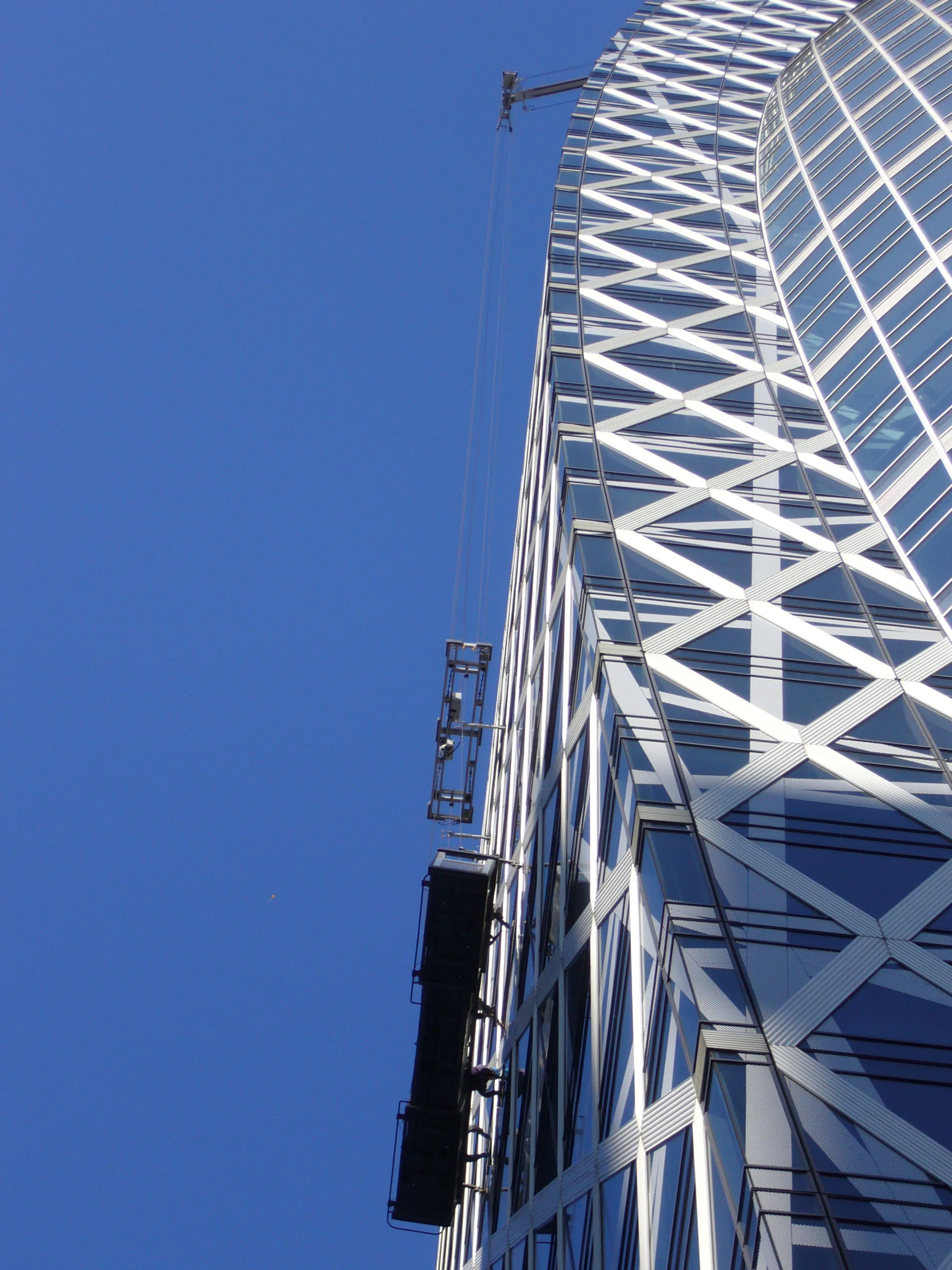 Professionelle Gebaeudereinigung an grossen Fenstern